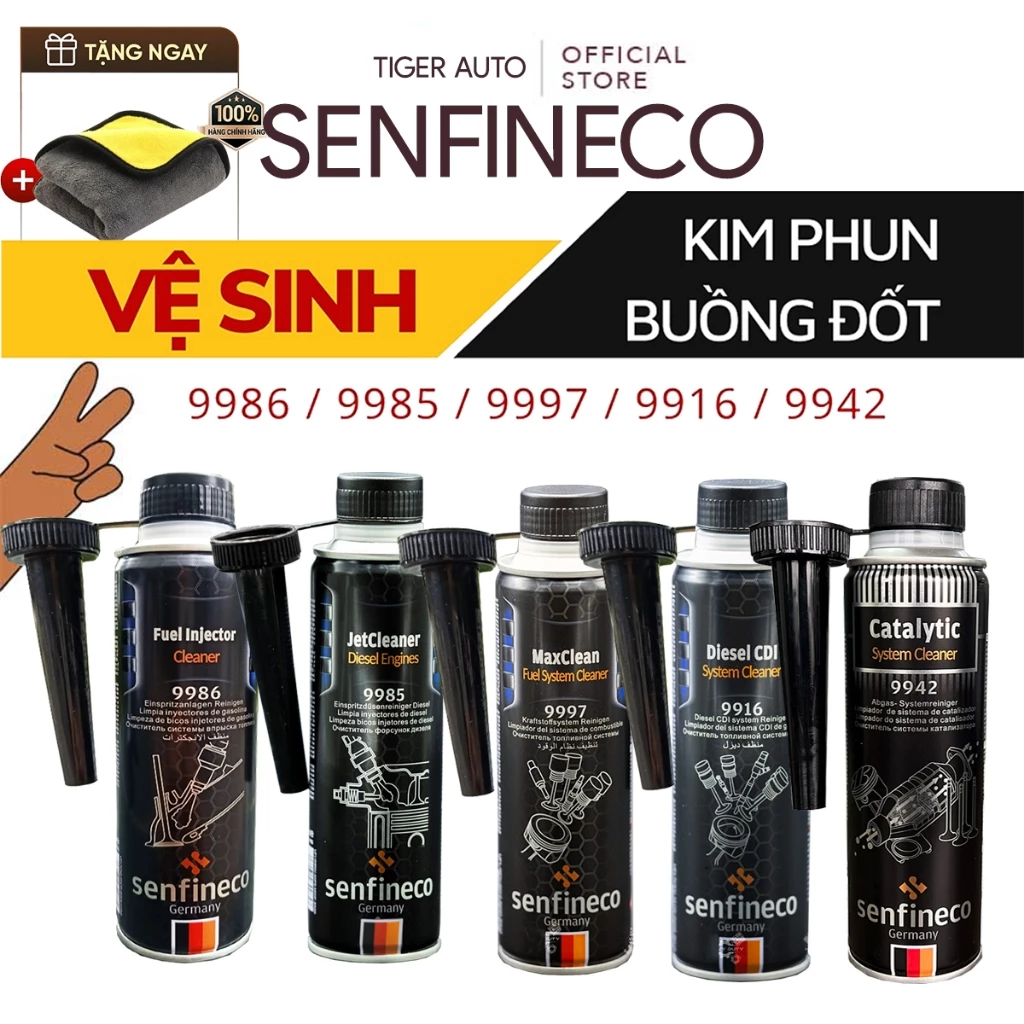 Senfineco 9985 - 9986 - 9997 - 9916 - 9942 300ml Nhập Đức, Phụ Gia Làm Sạch Buồng Đốt Oto Xăng Và Dầu