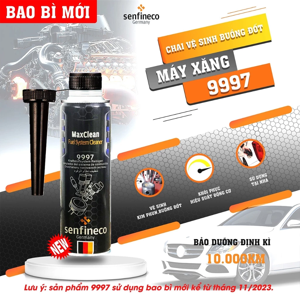 Senfineco 9985 - 9986 - 9997 - 9916 - 9942 300ml Nhập Đức, Phụ Gia Làm Sạch Buồng Đốt Oto Xăng Và Dầu - 4