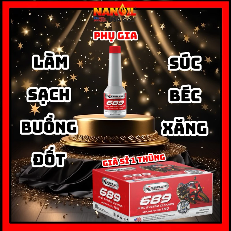 Thùng phụ gia súc béc xăng giá sỉ (105mL) KEPLER FUEL SYSTEM CLEANER làm sạch buồng đốt cho xe máy, làm sạch cặn cacbon