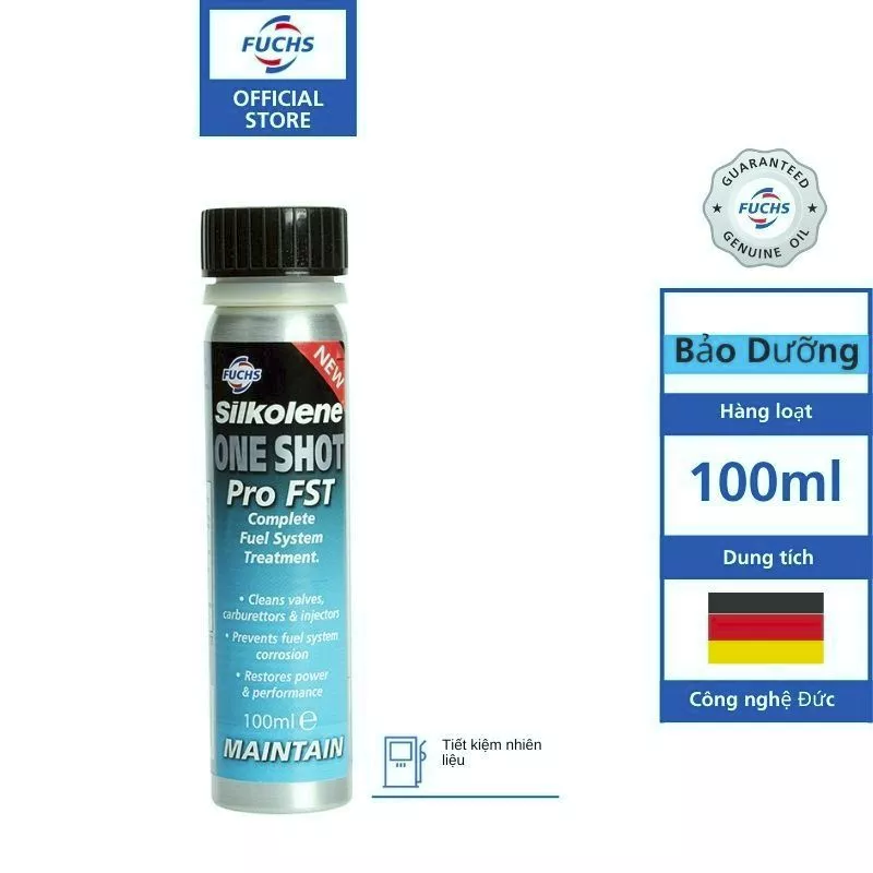 Phụ Gia Xăng 2 Thì Súc Kim Phun Vệ Sinh Buồng Đốt Fuchs Silkolene Pro FST One Shot 100ML