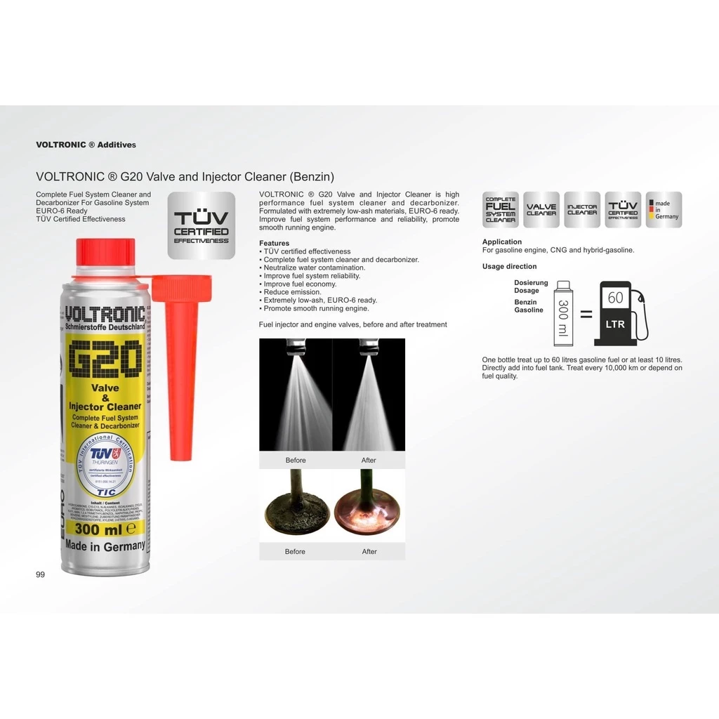 Phụ gia xăng, Vệ sinh kim phun, Vệ sinh buồng đốt Voltronic G20 - 2