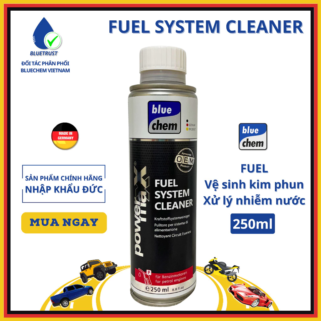 Phụ Gia Xăng Xe Ô Tô BLUECHEM, Vệ Sinh Hệ Thống Xăng, Tiết Kiệm Nhiện Liệu - Fuel System Cleaner - 250ml