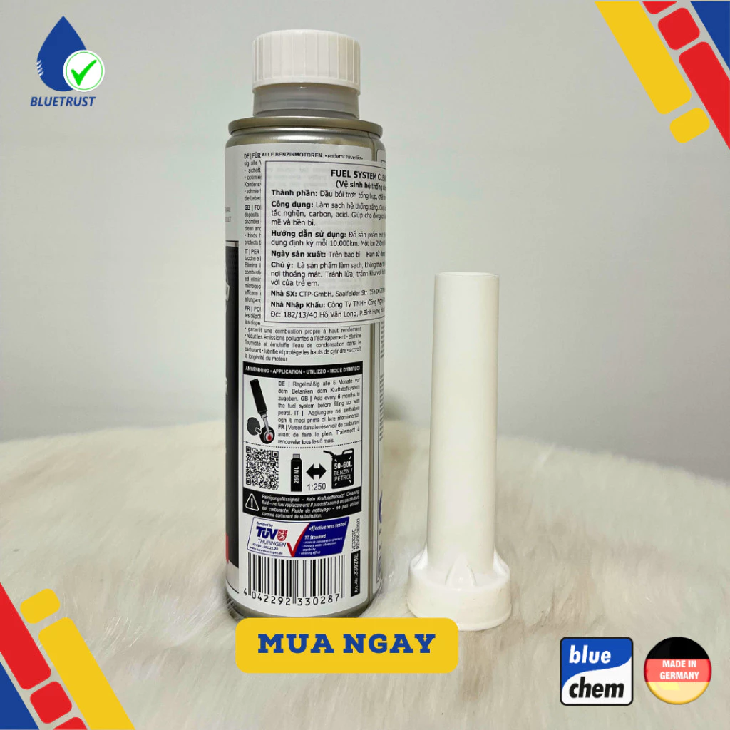 Phụ Gia Xăng Xe Ô Tô BLUECHEM, Vệ Sinh Hệ Thống Xăng, Tiết Kiệm Nhiện Liệu - Fuel System Cleaner - 250ml - 3