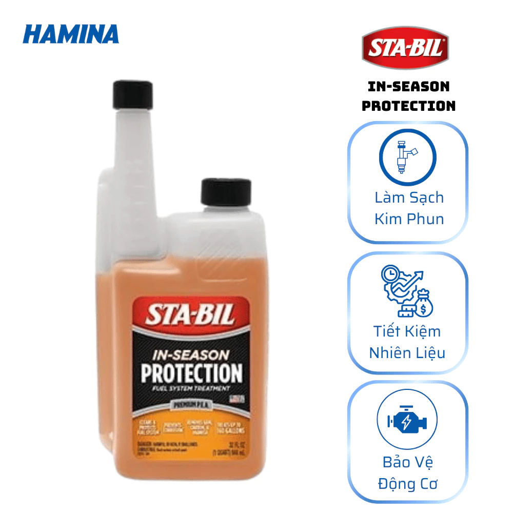 STA-BIL In-Season Protection 946ml- Phụ gia xăng E10 - Làm sạch kim phun và Bảo vệ động cơ - 2
