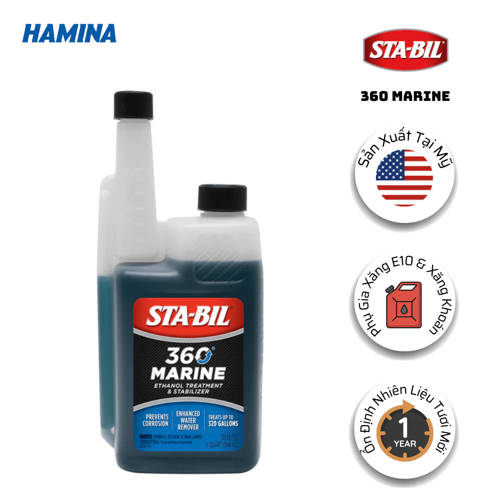 STA-BIL 360 Marine 946ml - Phụ gia xăng E10 - Phù hợp ở môi trường có độ ẩm cao, môi trường biển - Nhập Khẩu Mỹ