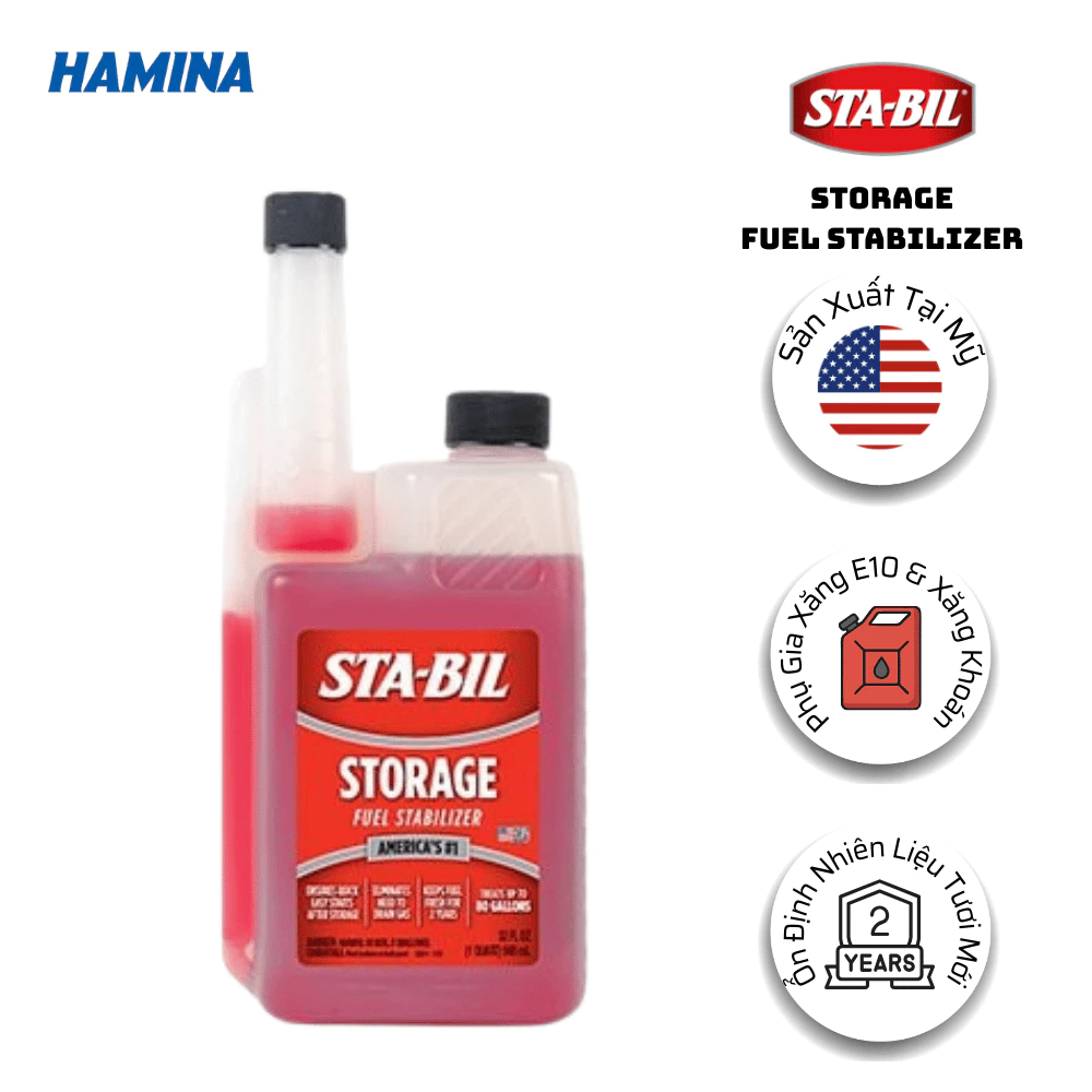 STA-BIL Storage 946ml - Phụ Gia Xăng Ổn Định Nhiên Liệu - Nhập Khẩu Mỹ - Hãng Sta-bill