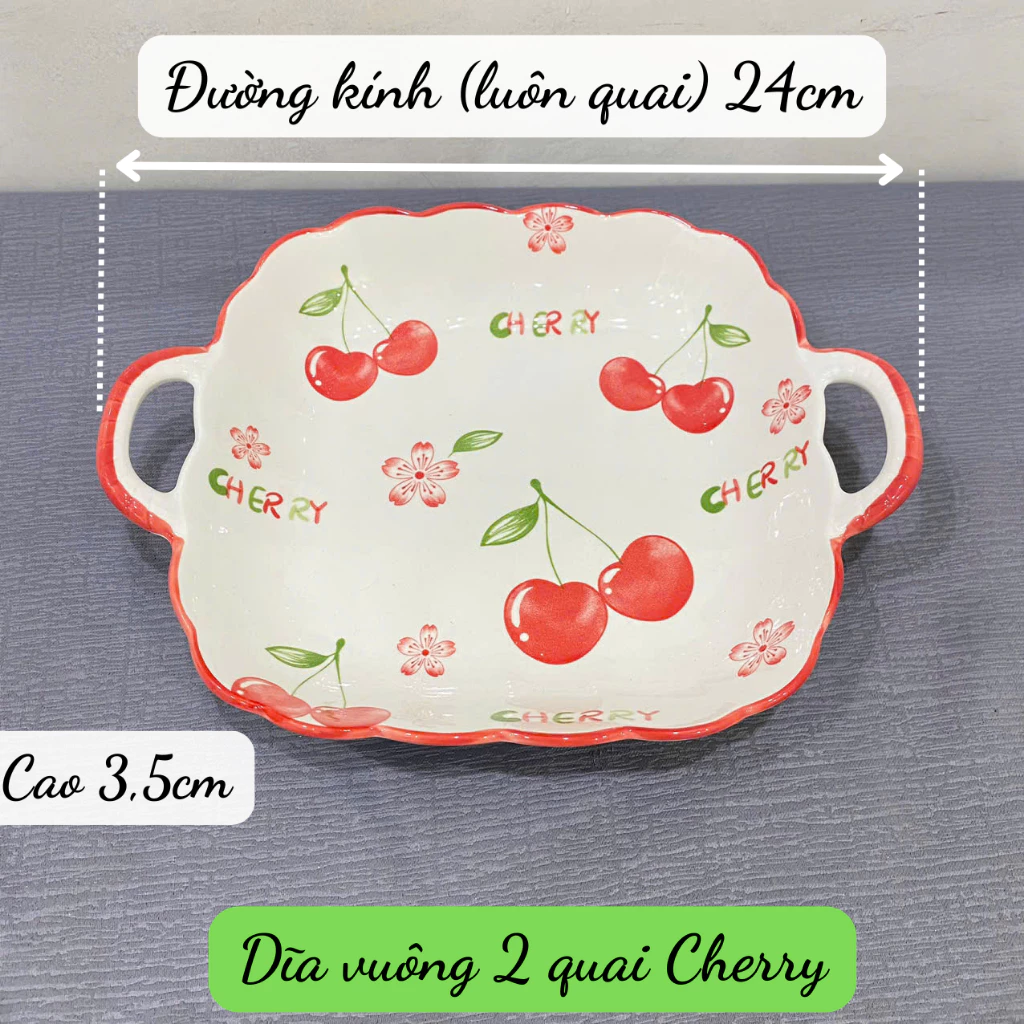 Bộ Cherry lẻ món bằng gốm sứ tô chén dĩa đủ món, đủ size - 4