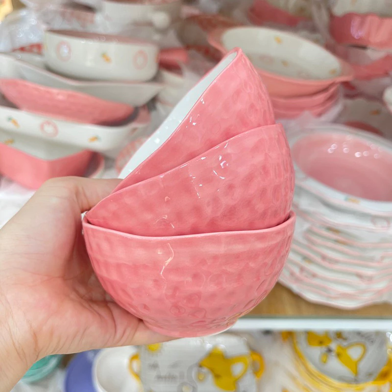 Bát Đĩa sứ Decor Chén Dĩa Sứ Dễ Thương Cute, Bát Ăn cơm trang trí đồ ăn cực đẹp Bộ thỏ cà rốt Hồng xinh Yêu - 5