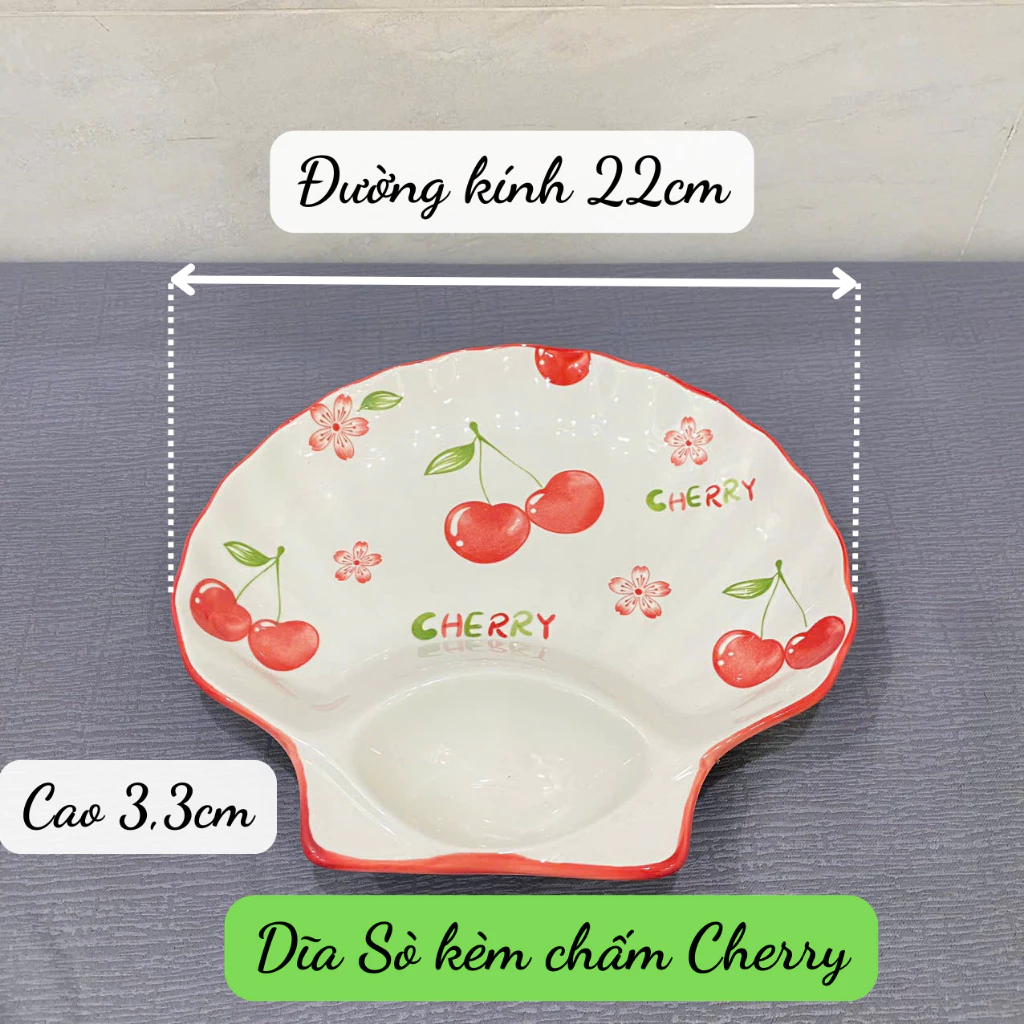 Bộ Cherry lẻ món bằng gốm sứ tô chén dĩa đủ món, đủ size - 6