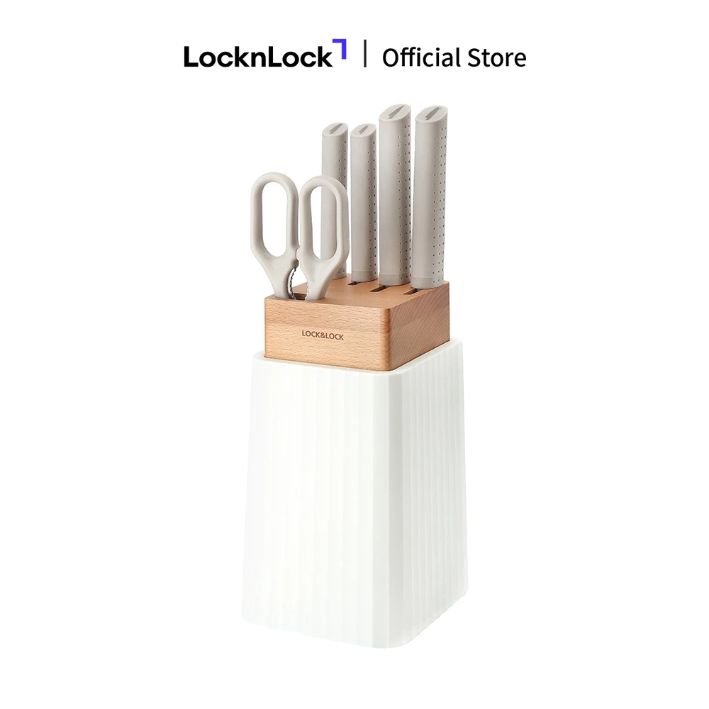 Bộ dao 6 món Lock&Lock (4 dao, 1 kéo, 1 hộp đựng dao) - màu trắng - CKK802 - 5