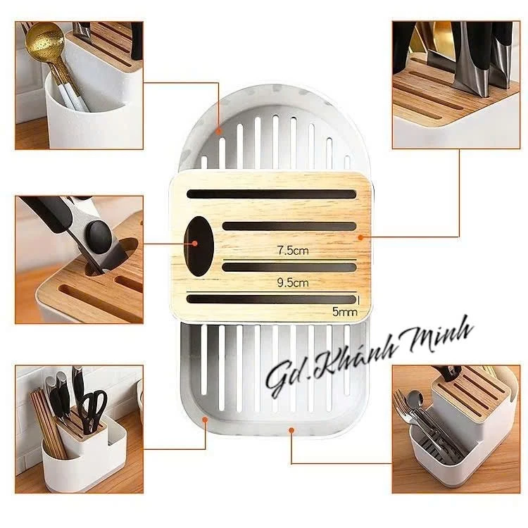 Kệ dao - kéo - thớt đa năng tiện dụng bằng nhựa dày cao cấp - 2