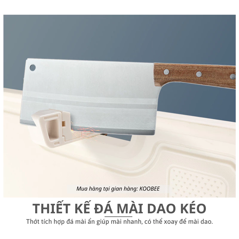 Thớt Inox 304 và nhựa kháng khuẩn KooBee cao cấp 2 mặt tích hợp đá mài dao kéo thông minh (NB86) - 5