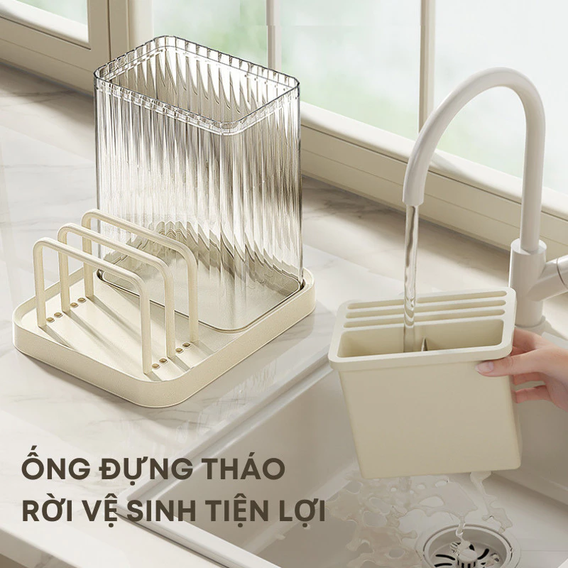 Hộp Đựng Dao Kéo, Kệ Đựng Dao Thớt Phòng Bếp KooBee Có Khay Thoát Nước Thông Minh | 197