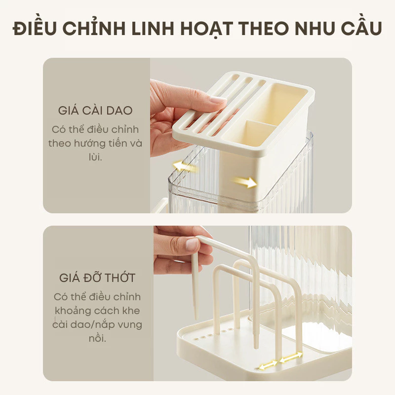 Hộp Đựng Dao Kéo, Kệ Đựng Dao Thớt Phòng Bếp KooBee Có Khay Thoát Nước Thông Minh | 197 - 3