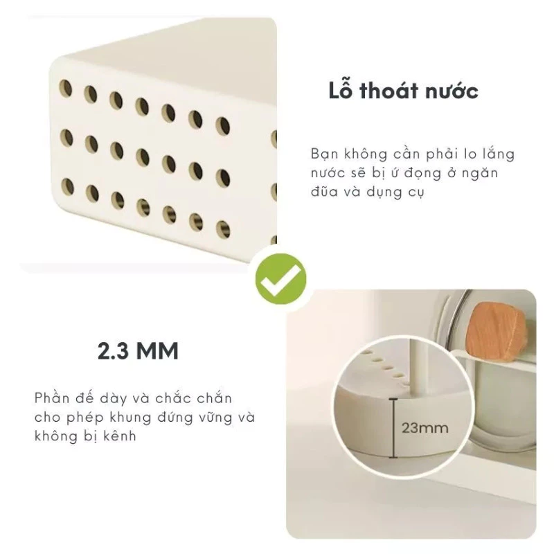 Hộp Đựng Dao Kéo, Kệ Đựng Dao Thớt Phòng Bếp KooBee Có Khay Thoát Nước Thông Minh | 197 - 4