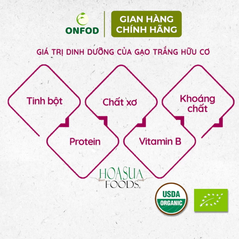 Gạo trắng hữu cơ ST25, Japonica, lứt đỏ 1kg Hoa Sữa ONFOD nấu cháo ăn dặm cho bé hộp đẹp - 5