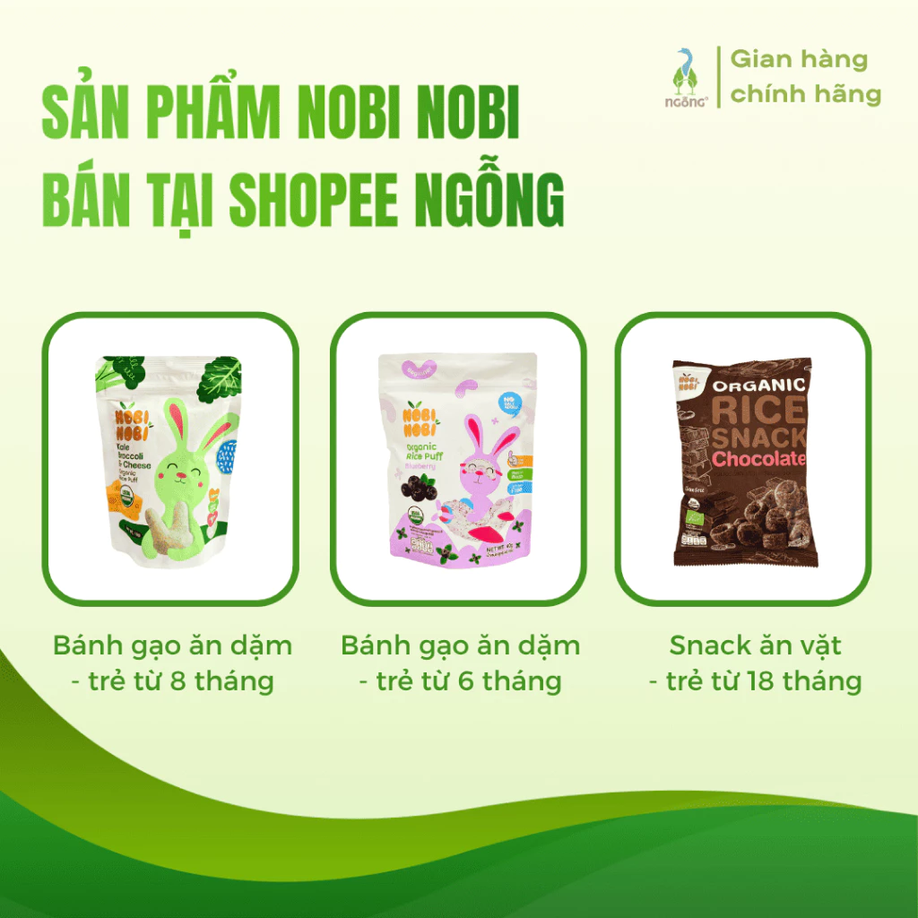 Bánh gạo ăn dặm cho bé 8 tháng+ Nobi Nobi hữu cơ Mỹ vị chuối bí đỏ cà rốt từ gạo Jasmine giàu vitamin khoáng chất 15g - 3