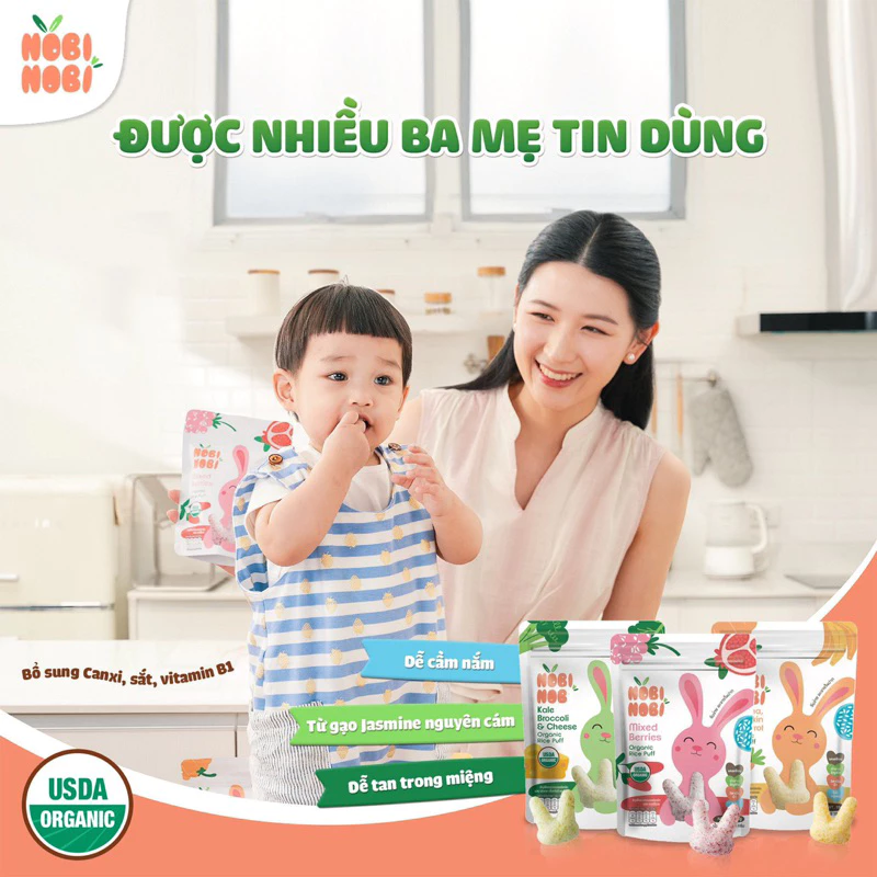 Bánh gạo Jasmine Hữu Cơ NOBI NOBI cho bé ăn dặm từ 6m - 2