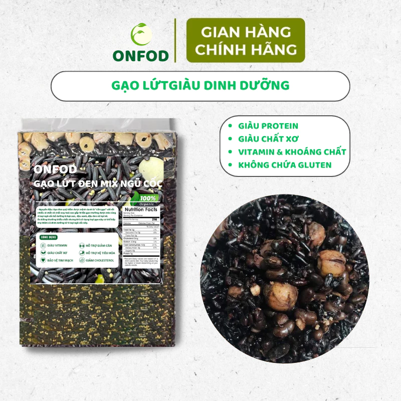 COMBO 5KG Gạo lứt đen gạo st25 gạo séng cù gạo nhật dẻo ONFOD ăn dặm cho bé ăn kiêng giảm cân healthy - 4