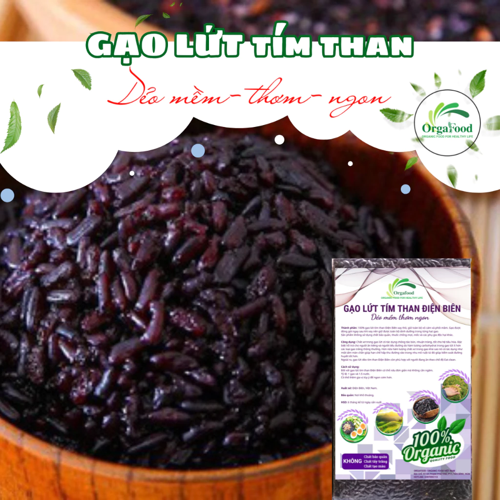Combo 5 loại gạo lứt dẻo Điện Biên, Gạo lứt tím than (đen), gạo nâu dẻo, tam sắc, séng cù, nương tím, không cần ngâm - 2