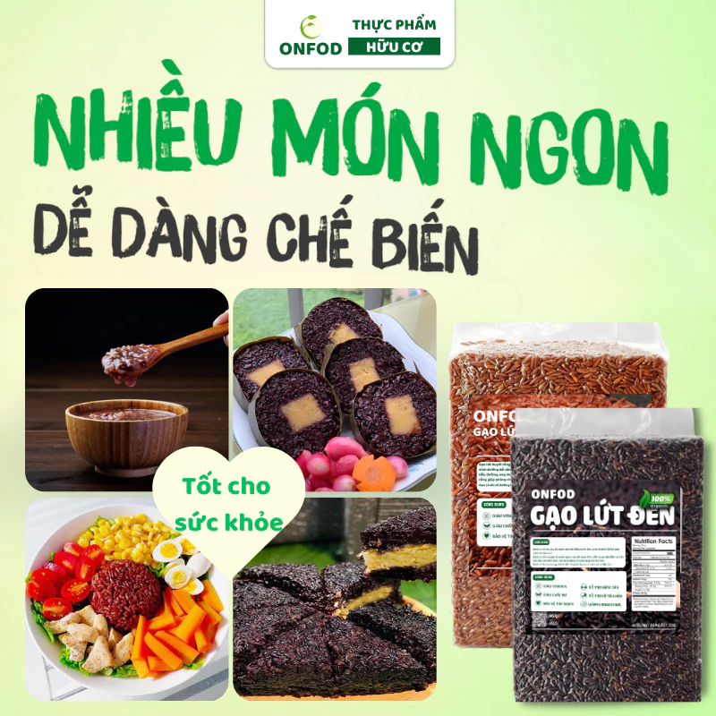 Gạo lứt đen dẻo điện biên, gạo lức huyết rồng, gạo st25, gạo nương tím tây bắc ONFOD giảm cân eat clean