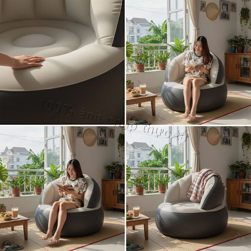 Lumoo ghế sofa lười Ghế sofa bơm hơi Cho Người Lớn Và Trẻ Em Bao gồm máy bơm - 3