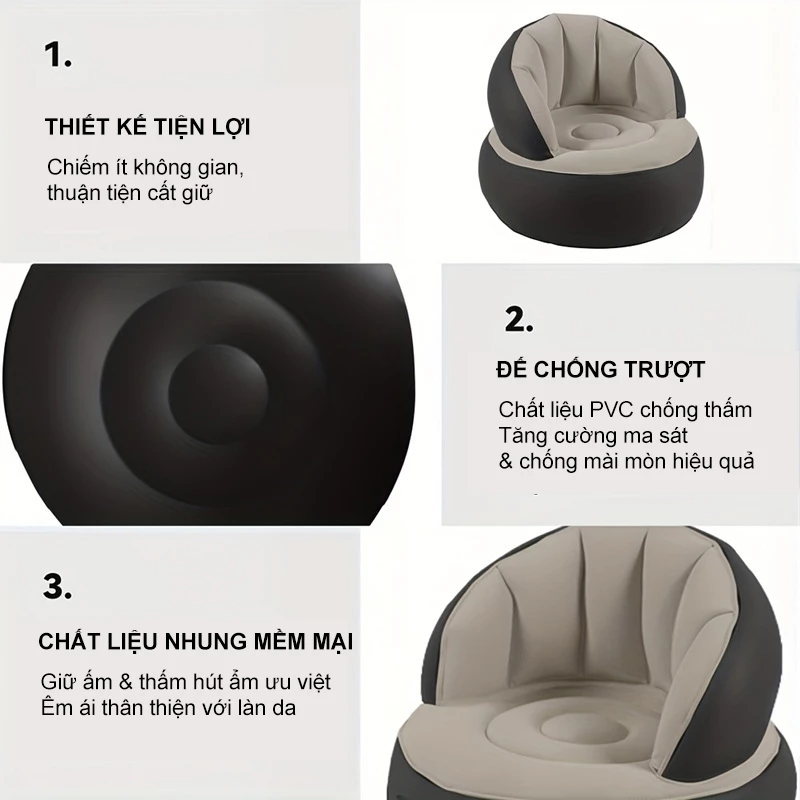 Lumoo ghế sofa lười Ghế sofa bơm hơi Cho Người Lớn Và Trẻ Em Bao gồm máy bơm - 4