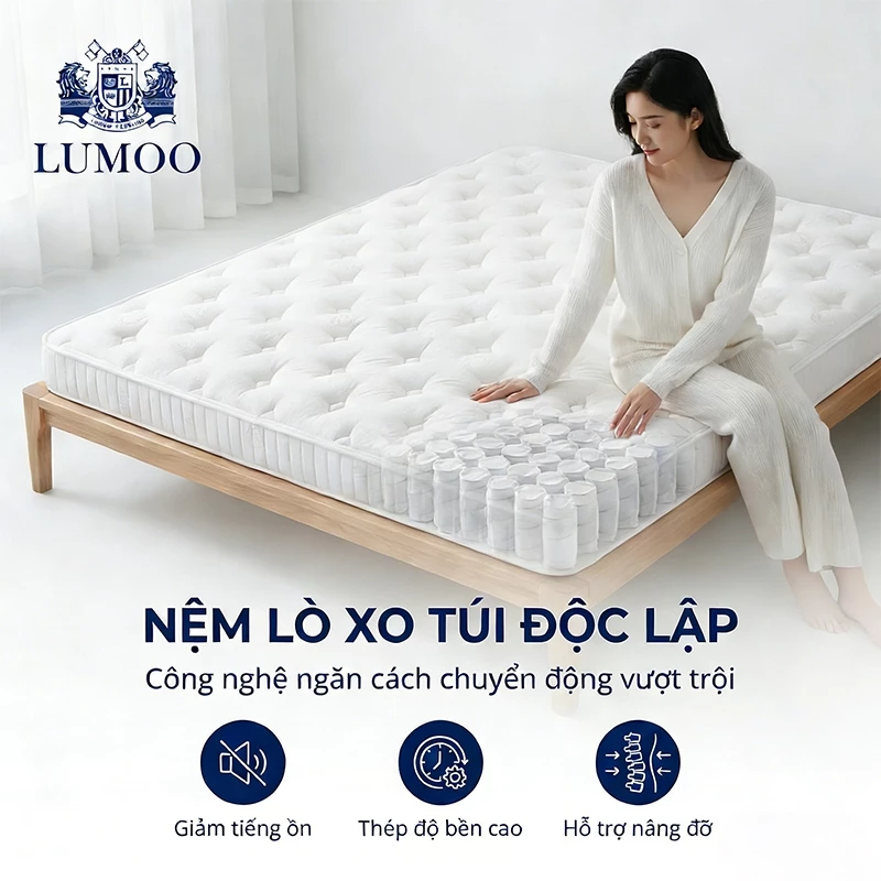 LUMOO Nệm lò xo túi độc lập 16cm 1m6×2m Tiêu chuẩn khách sạn 5 sao - 5
