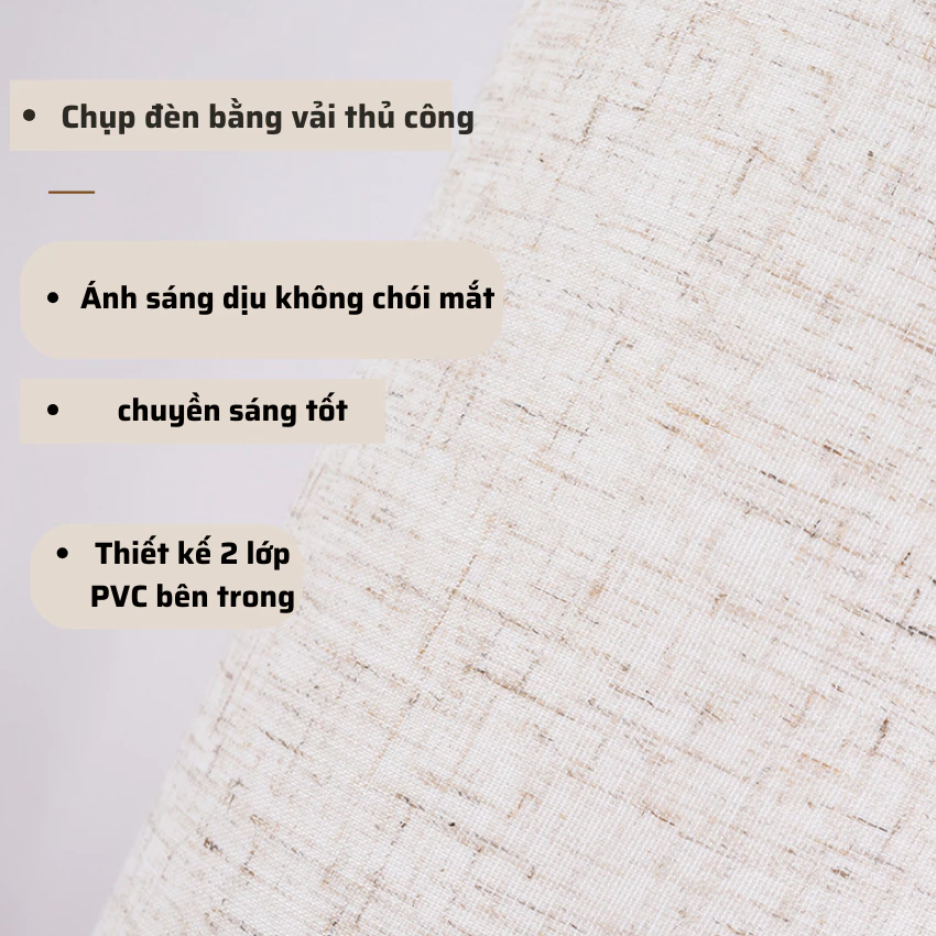 Đèn ngủ để bàn điều chỉnh độ sáng, Đèn decor phòng ngủ đế gỗ chao đèn vải lanh độ bên cao - 6