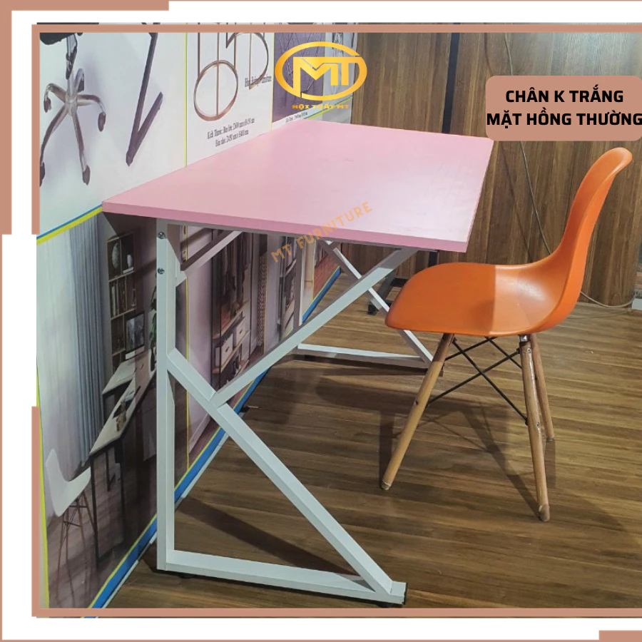 Bàn gaming màu hồng xinh BG_H01. Bàn làm việc, học tập, Gaming, decor chân trắng, hồng - 3