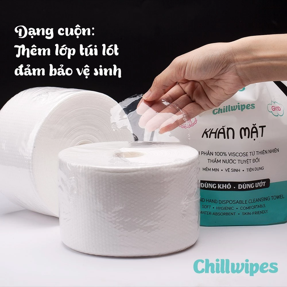 Khăn mặt khô Chillwipes dùng 1 lần lau khô, lau ướt - Giấy lau mặt dùng một lần - 3