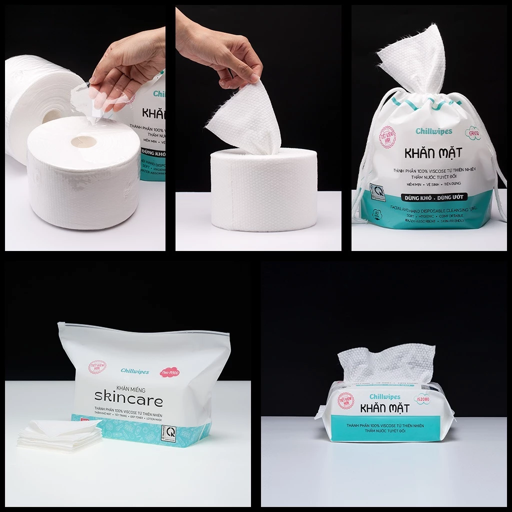 Khăn mặt khô Chillwipes dùng 1 lần lau khô, lau ướt - Giấy lau mặt dùng một lần - 4