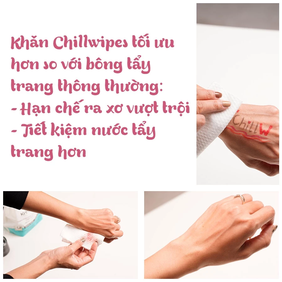 Khăn mặt khô Chillwipes dùng 1 lần lau khô, lau ướt - Giấy lau mặt dùng một lần - 5
