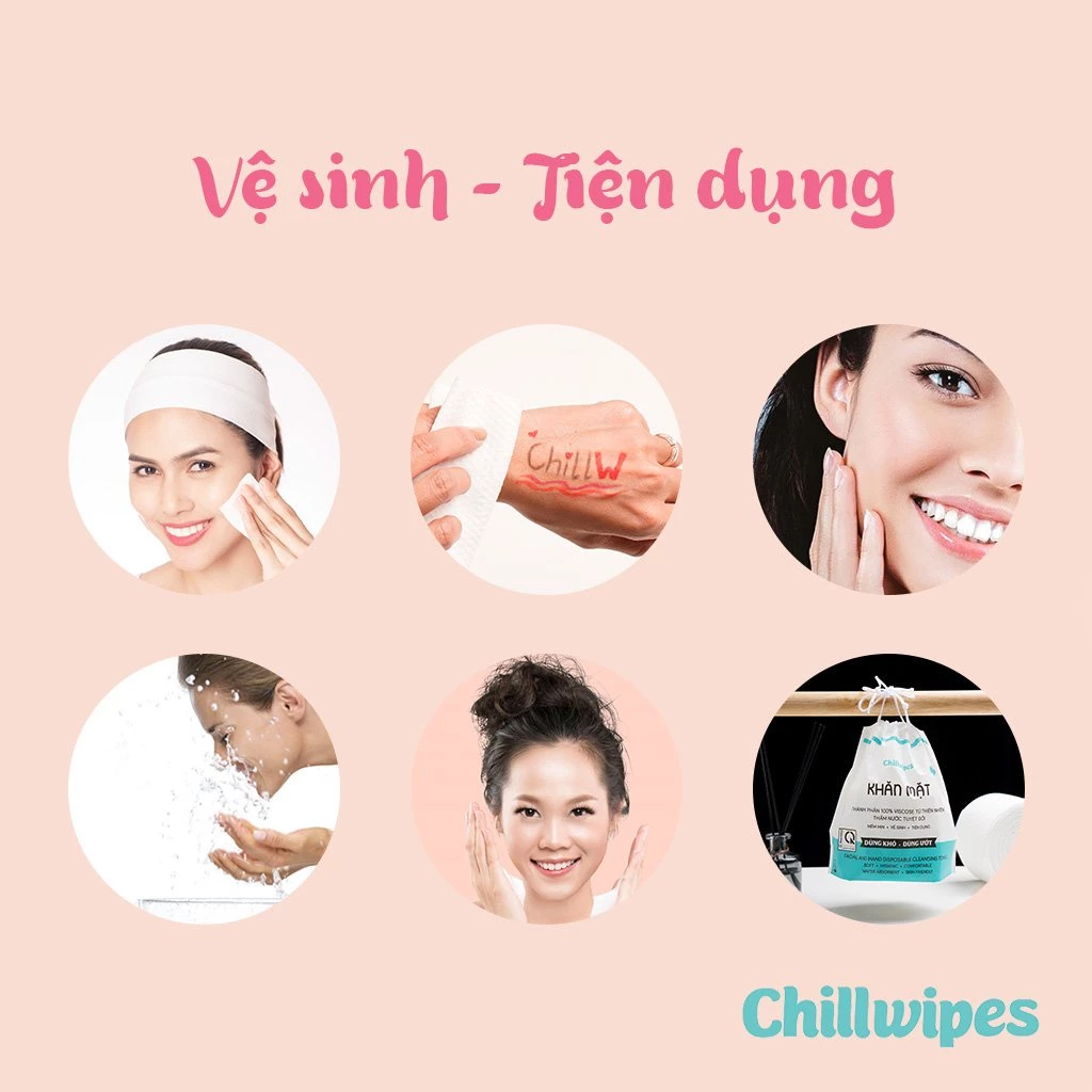 Khăn mặt khô Chillwipes dùng 1 lần lau khô, lau ướt - Giấy lau mặt dùng một lần - 6