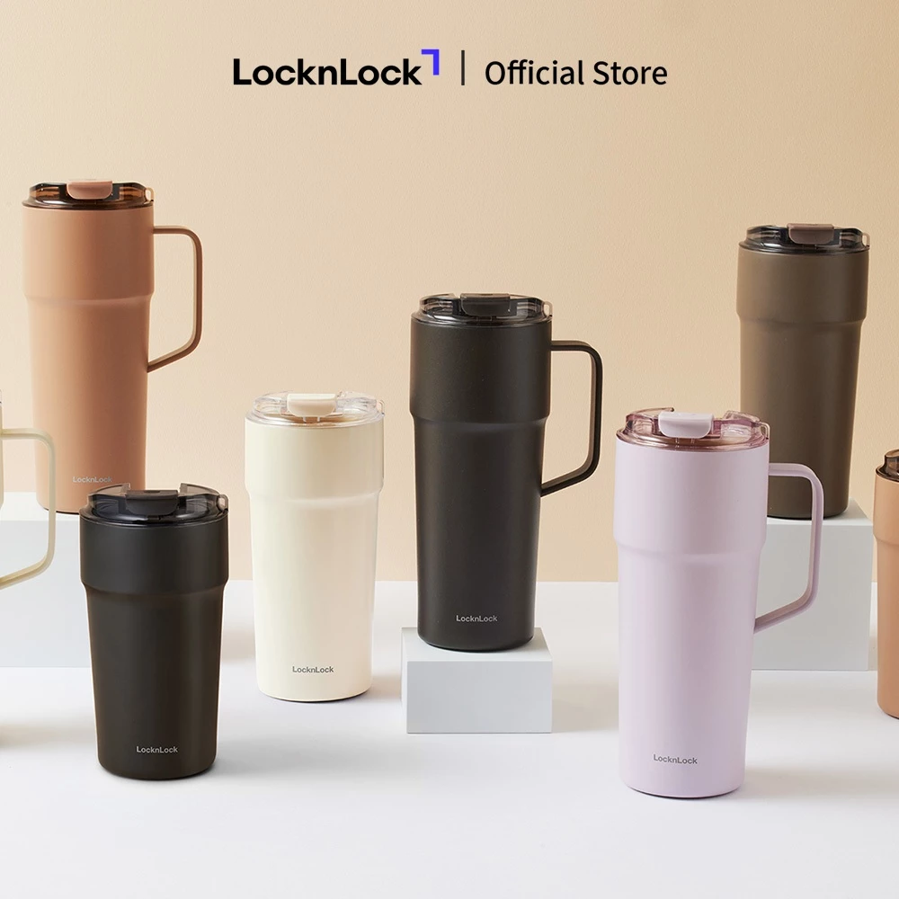 Bình giữ nhiệt LocknLock Metro Cafe Tumbler 650ml / 500ml / 750ml bằng thép không gỉ 304 phủ sứ kèm dây xách