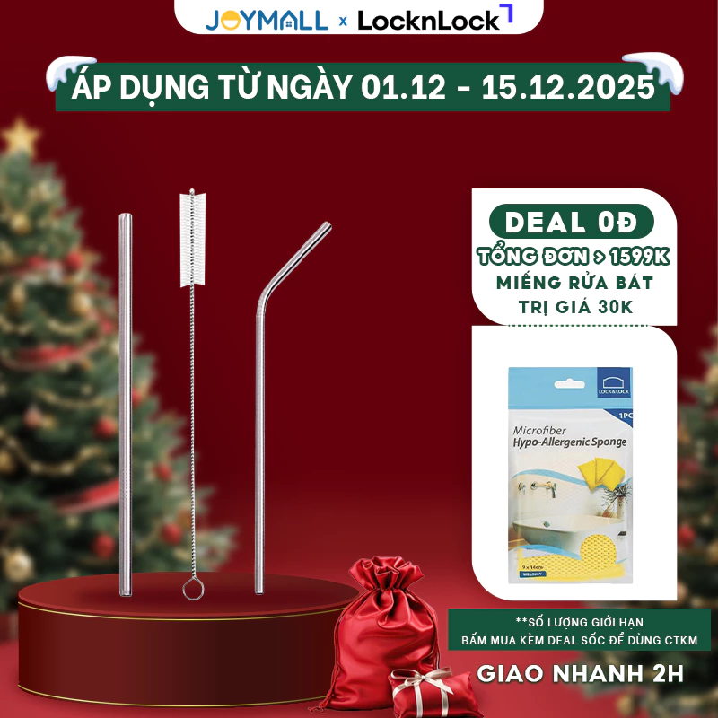 Ống hút inox loại ống hút thẳng, ống hút cong, cọ rửa ống hút - JoyMall