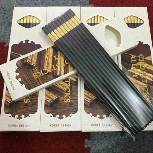 Bộ 10 Đôi Đũa Mạ Vàng, Đũa Hợp Kim Chống Mốc Hàn Quốc - 5