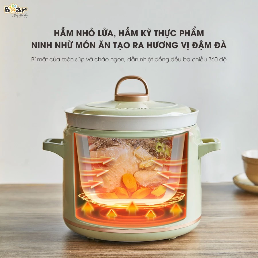 Nồi nấu chậm đa năng Bear SB-NNC20 -2 Lít, 6 chế độ nấu hầm, hẹn giờ rảnh tay, giữ nguyên dưỡng chất - 2