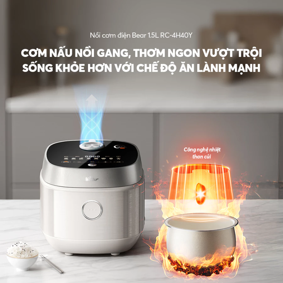Nồi cơm điện thông minh Bear 2L B20A1, 8 Chế độ nấu, Lõi nồi 5 lớp chống dính giữ nhiệt, BẢN NỘI ĐỊA - 2