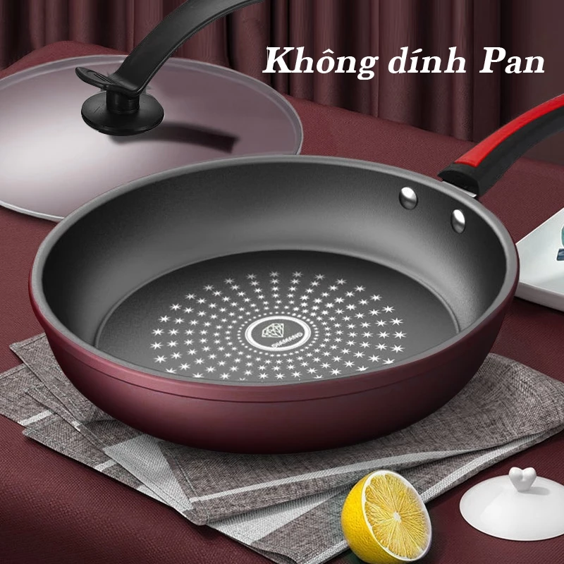 Chảo chống dính vân kim cương pha lê nâng cấp dày bền đẹp phù hợp mọi loại bếp trong gia đình cho bếp gas & Bếp Điện