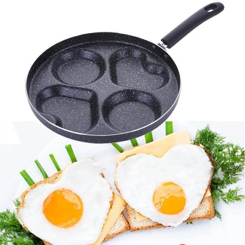 Chảo Chiên Rán Trứng Chống Dính 4 Ngăn Làm Bánh Tiện Lợi Dùng Được Cho Cả Bếp Từ