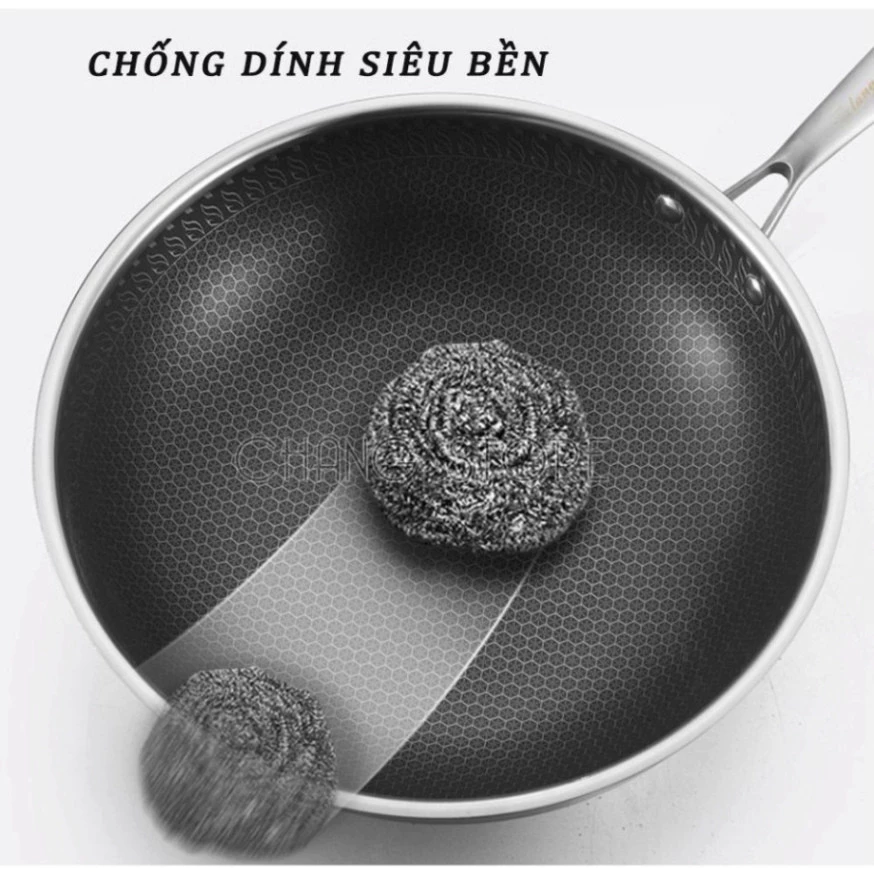 Chảo Chống Dính Sâu Lòng Vân Đá Tổ Ong Hàn Quốc Dùng Được Cho Mọi Loại Bếp Chất Liệu Inox 3 Lớp Cao Cấp Tiện Dụng - 5