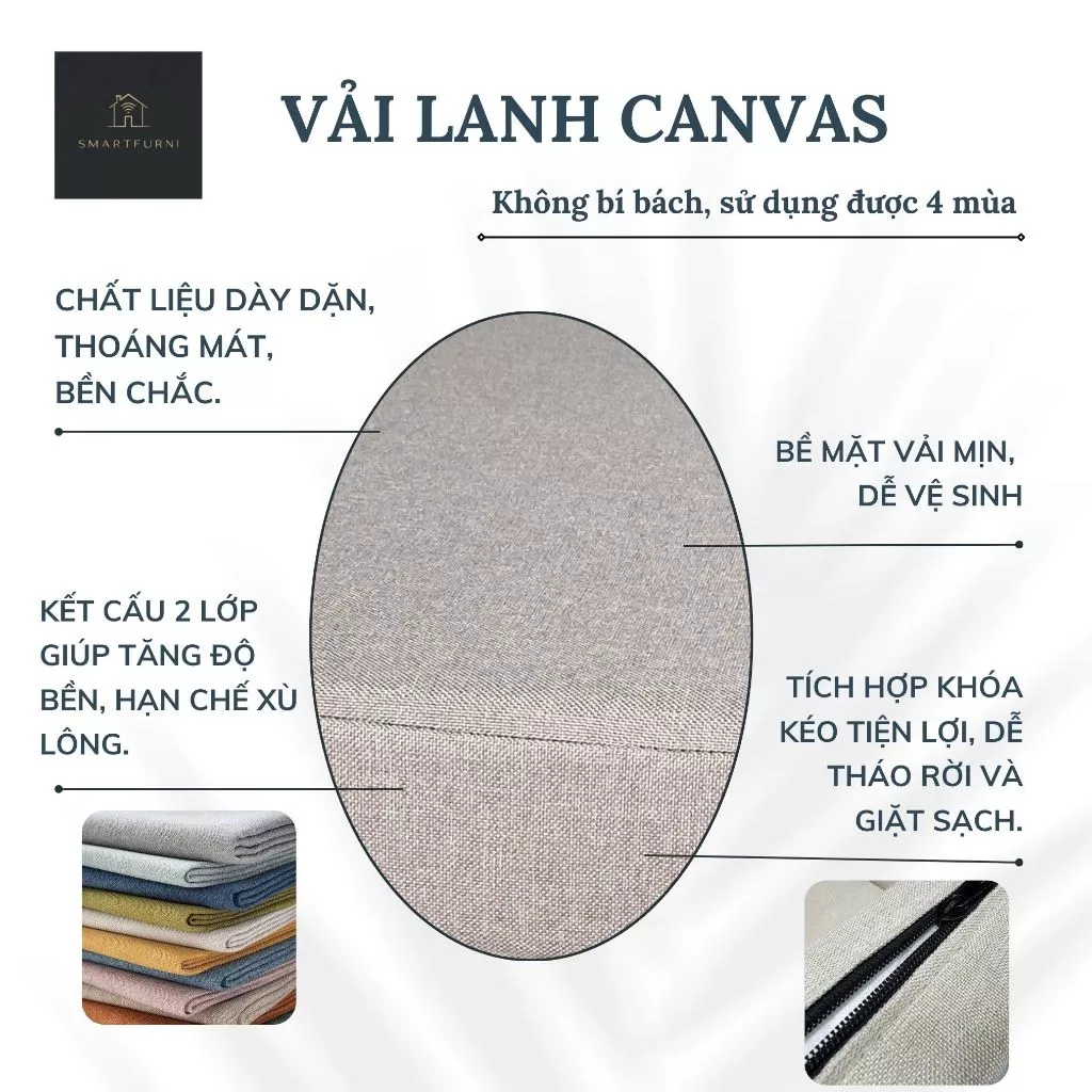 [Smartfurni] Sofa giường gấp gọn thông minh SmartFurni SMF23 - Vải canvas MÀU BE,khung thép mạ kẽm - 4