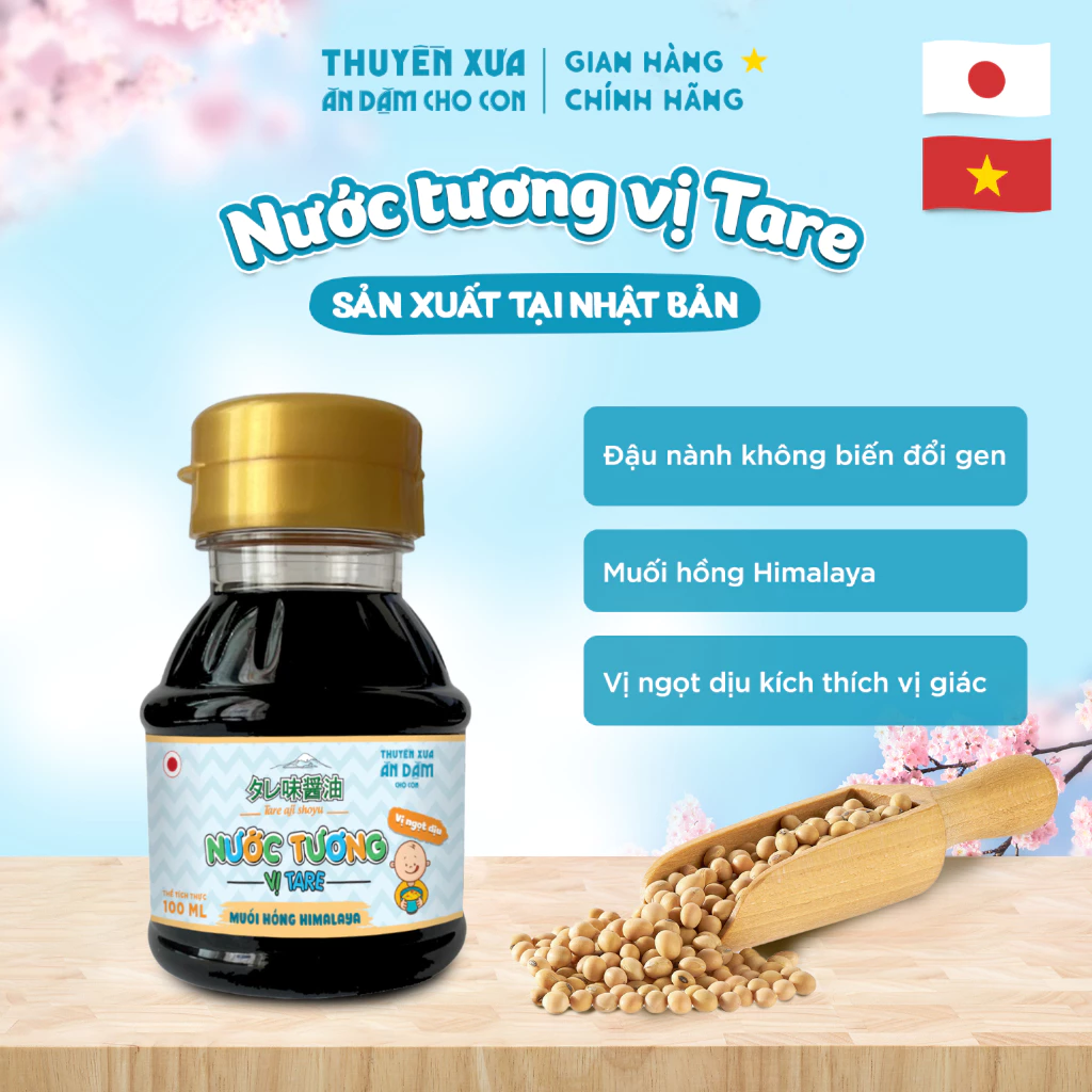 Nước tương vị tare 100ml Thuyền Xưa ăn dặm cho con vị ngọt dịu, kích thích vị giác của trẻ