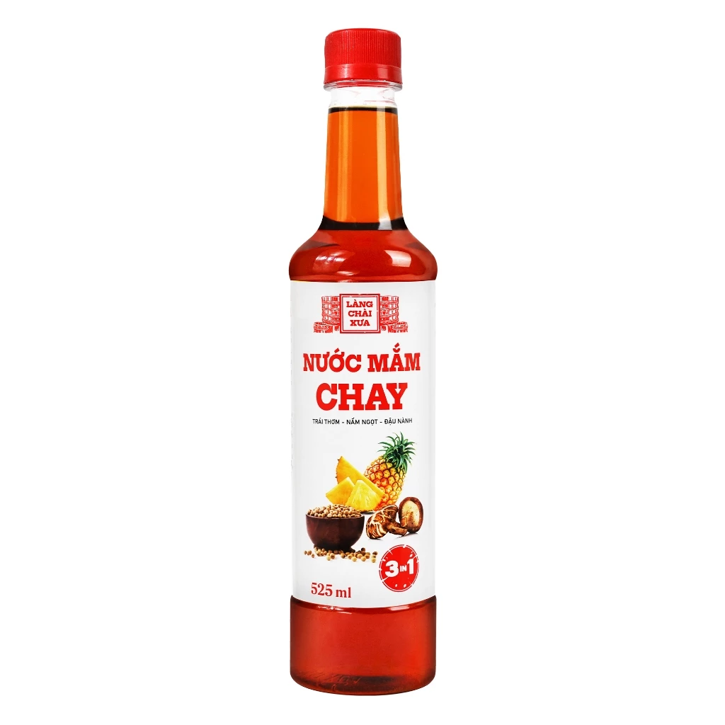 [TẶNG 1 NƯỚC TƯƠNG 125ML] Thùng 6 chai nước mắm CHAY 3 trong 1 Làng Chài Xưa 525ml trái thơm nấm ngọt đậu nành - 3