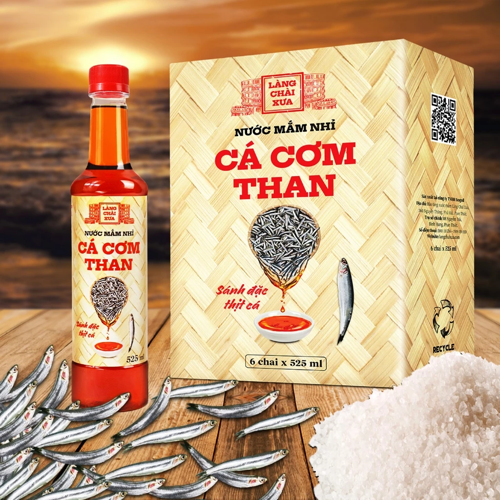 [Date mới] 01 Chai Nước mắm nhỉ cá cơm than truyền thống Làng Chài Xưa 525ml sánh đặc thịt cá 300 năm truyền thống