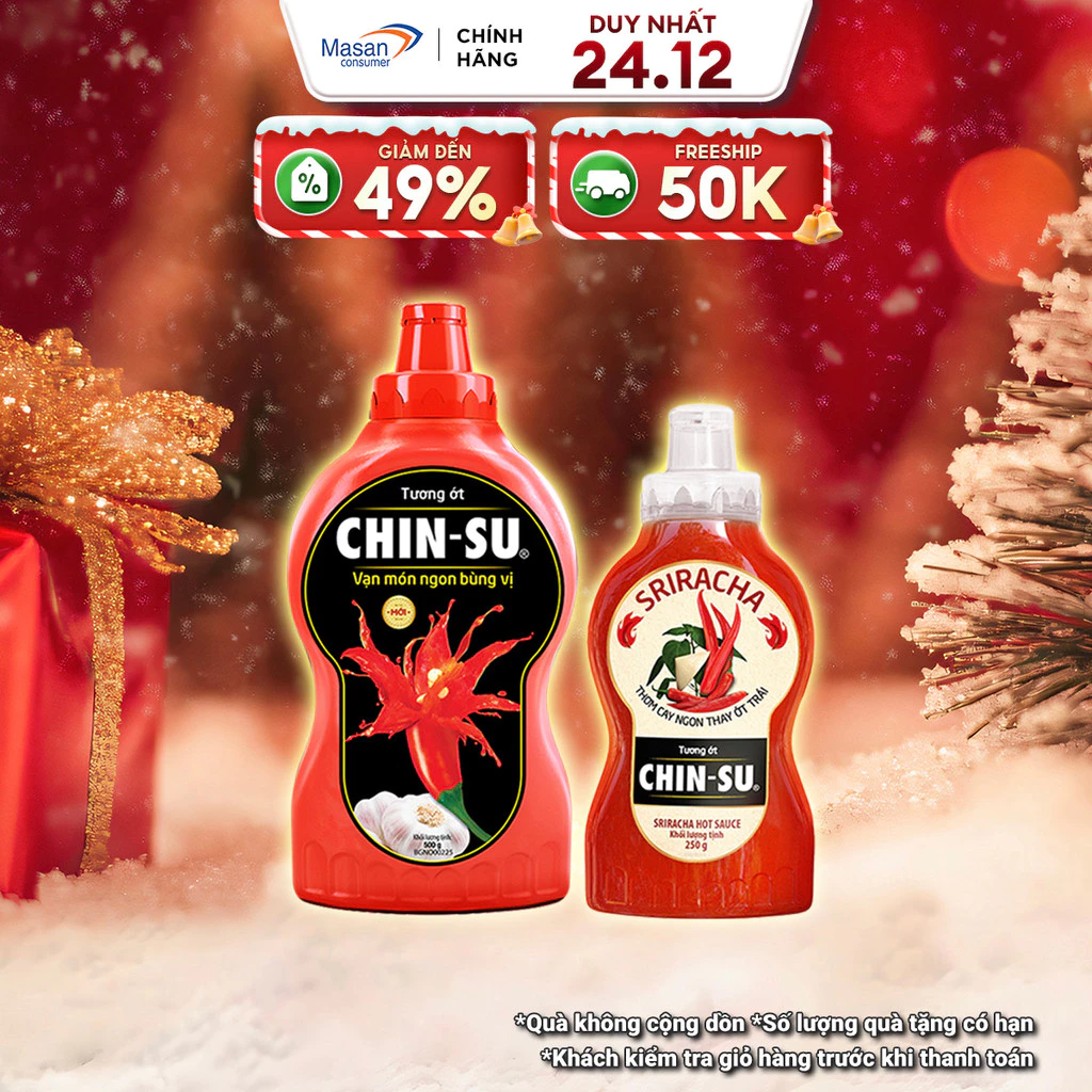 Combo Tương Ớt CHIN-SU 500G + Tương Ớt Sriracha 250G (Bao bì có thể thay đổi theo đợt nhập hàng)