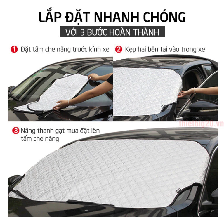 Tấm Chắn Nắng Ô Tô Kính Lái 3 Lớp Tráng Bạc, Chống Nóng và Phản Quang - 6