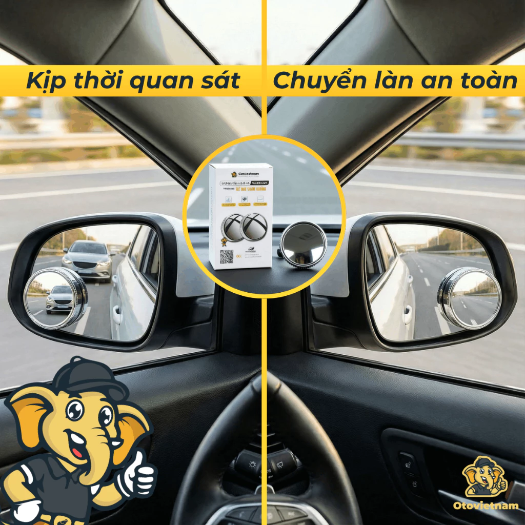Cặp 2 Gương Cầu Lồi Ô Tô - Xoay 360, Mở Rộng Tầm Nhìn, Triệt Tiêu Điểm Mù Gương Chiếu Hậu - 2