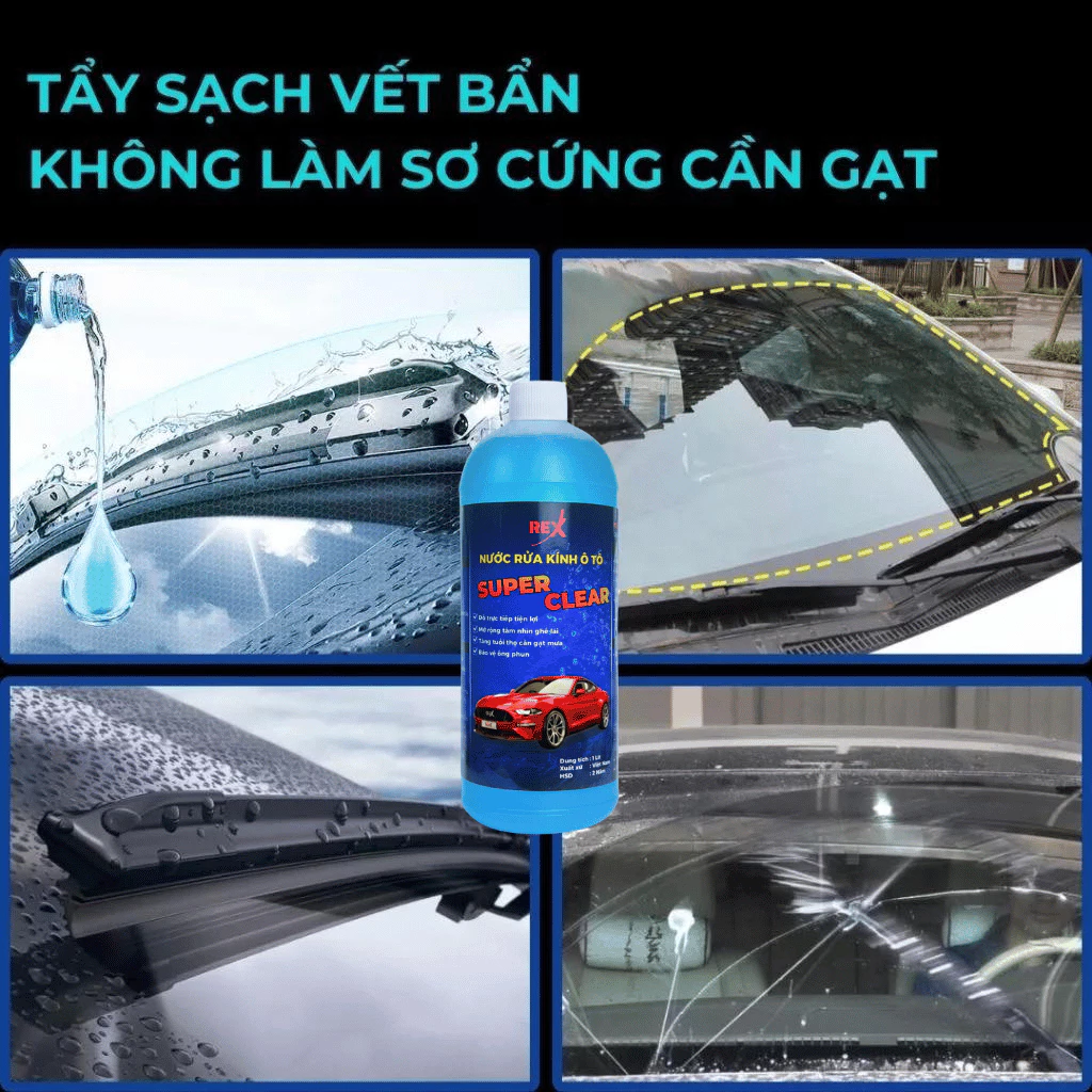 Nước Rửa Kính Ô Tô SUPER CLEAR - Sạch Bóng, Không Đóng Cặn, Phù Hợp Mọi Dòng Xe Hơi - Chai 1L - 4